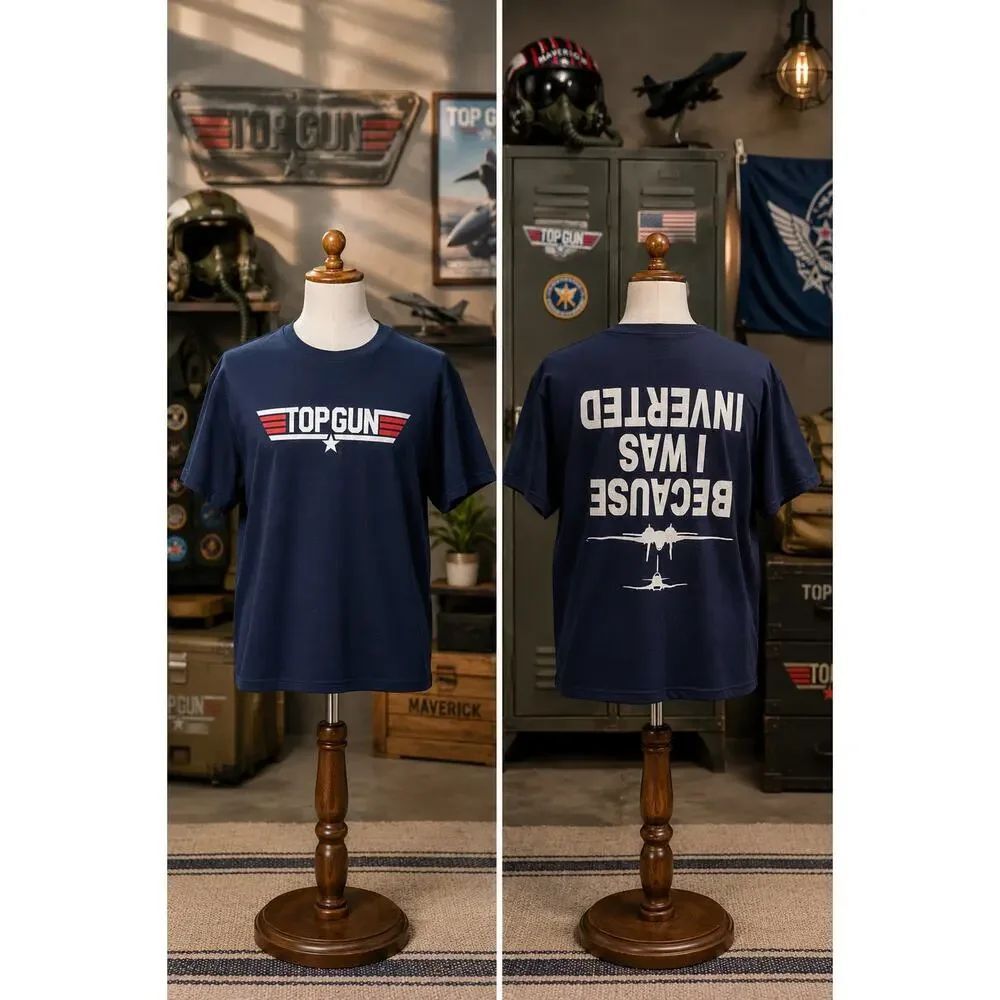 Top Gun Maverick Became I Was Inverted Tee Navy Adult Size L